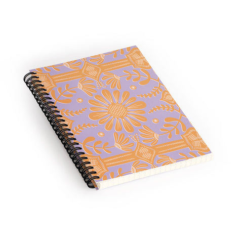Sewzinski Boho Florals Orange Purple Spiral Notebook