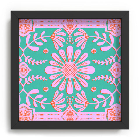Sewzinski Boho Florals Pink Green Recessed Framing Square