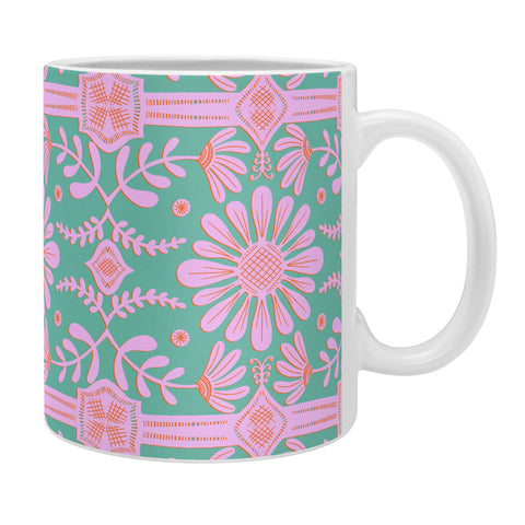 Sewzinski Boho Florals Pink Green Coffee Mug