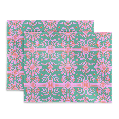 Sewzinski Boho Florals Pink Green Placemat