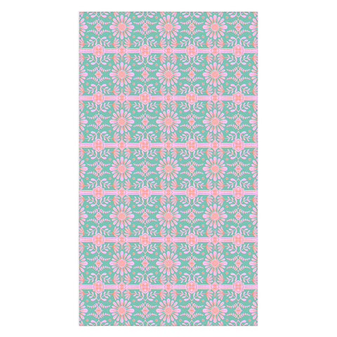 Sewzinski Boho Florals Pink Green Tablecloth