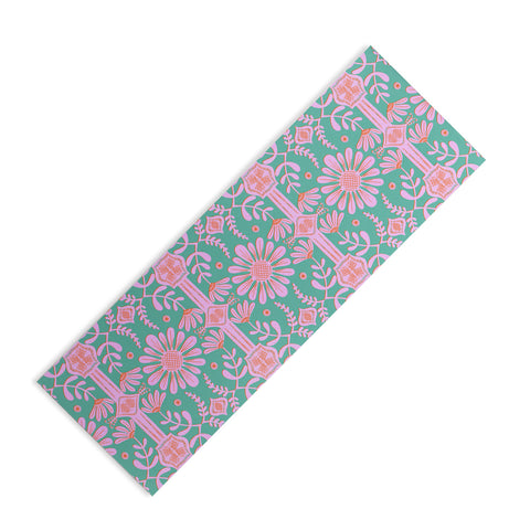 Sewzinski Boho Florals Pink Green Yoga Mat