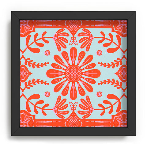 Sewzinski Boho Florals Red and Icy Blue Recessed Framing Square