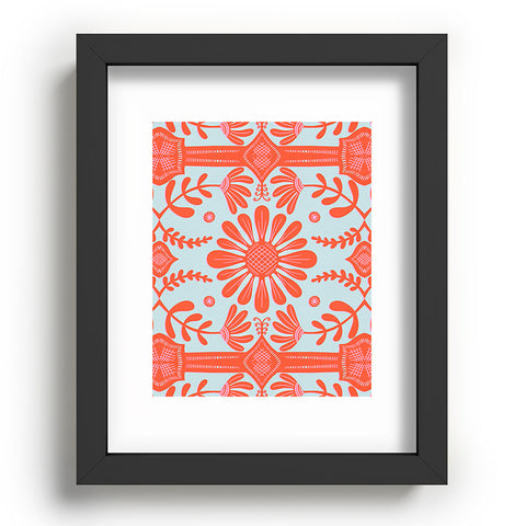 Sewzinski Boho Florals Red and Icy Blue Recessed Framing Rectangle