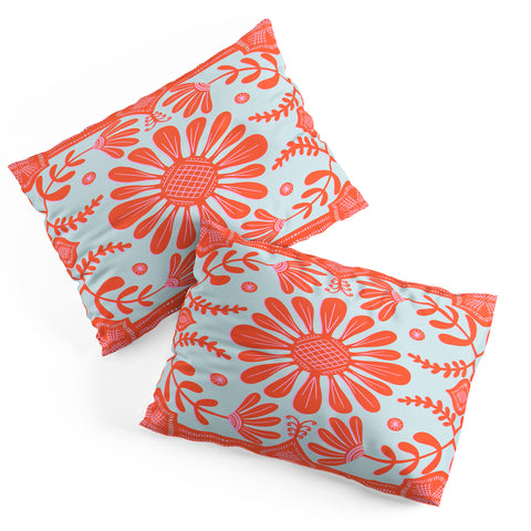 Sewzinski Boho Florals Red and Icy Blue Pillow Shams