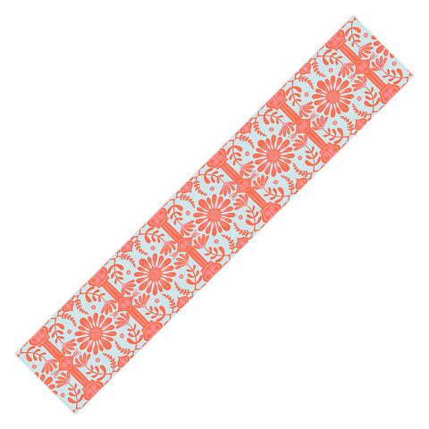 Sewzinski Boho Florals Red and Icy Blue Table Runner