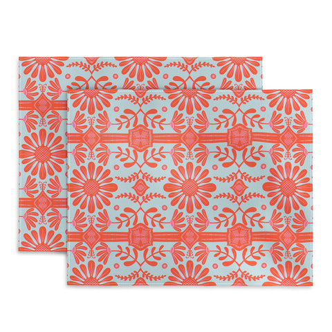 Sewzinski Boho Florals Red and Icy Blue Placemat