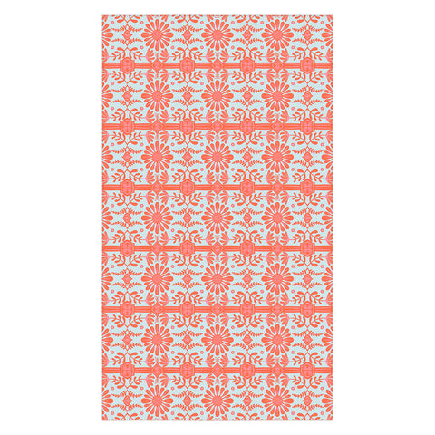 Sewzinski Boho Florals Red and Icy Blue Tablecloth