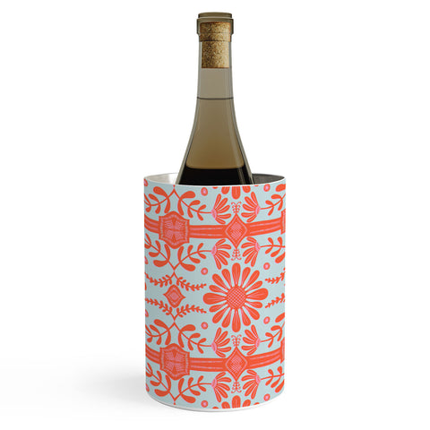 Sewzinski Boho Florals Red and Icy Blue Wine Chiller