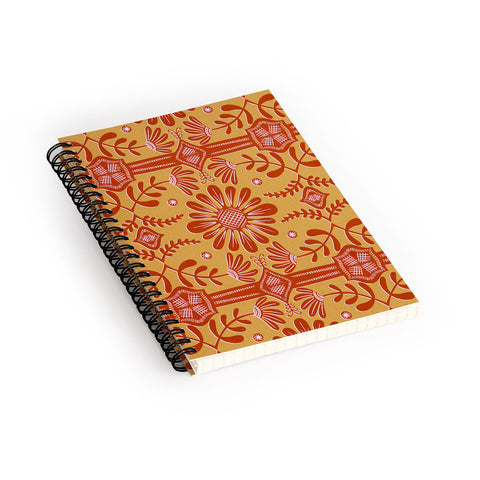 Sewzinski Boho Florals Red Pink Gold Spiral Notebook