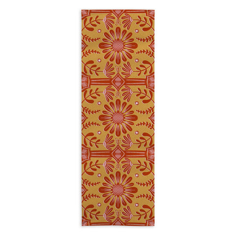Sewzinski Boho Florals Red Pink Gold Yoga Towel
