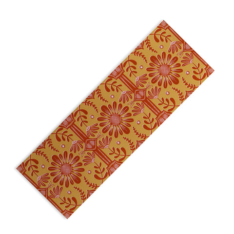 Sewzinski Boho Florals Red Pink Gold Yoga Mat