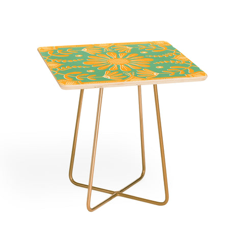 Sewzinski Boho Florals Yellow and Sage Side Table