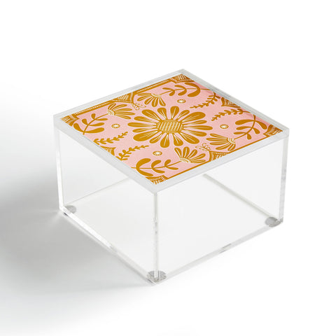 Sewzinski Boho Florals Yellow White Pink Acrylic Box