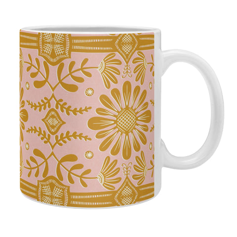Sewzinski Boho Florals Yellow White Pink Coffee Mug
