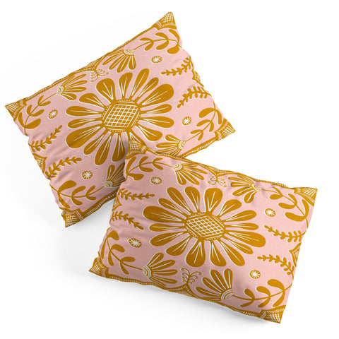 Sewzinski Boho Florals Yellow White Pink Pillow Shams