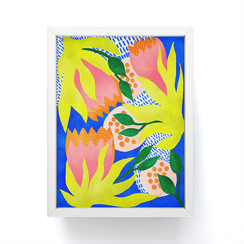 Sewzinski Bold Flowers on Blue Framed Mini Art Print