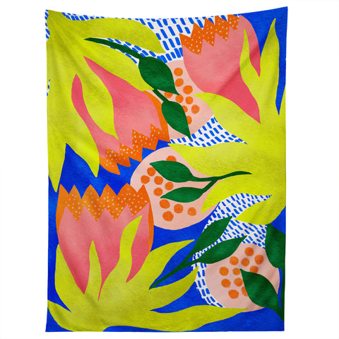 Sewzinski Bold Flowers on Blue Tapestry