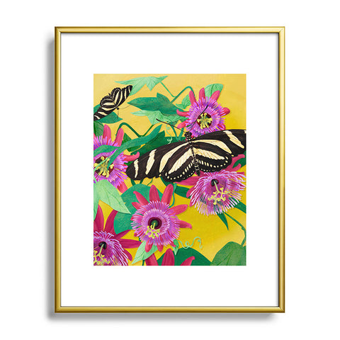 Sewzinski Butterflies on Passion Flowers Metal Framed Art Print