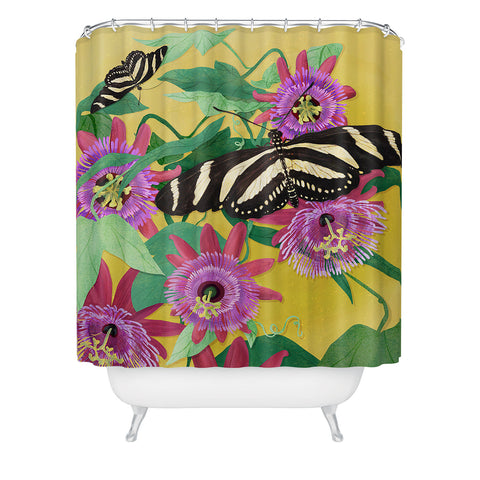 Sewzinski Butterflies on Passion Flowers Shower Curtain