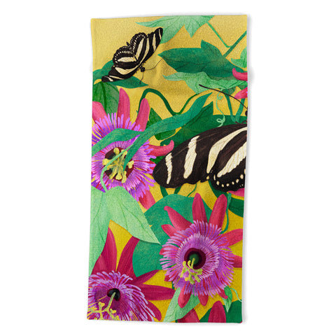 Sewzinski Butterflies on Passion Flowers Beach Towel