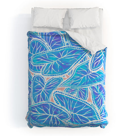 Sewzinski Caladium Leaves in Blue Comforter