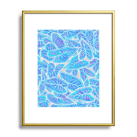 Sewzinski Caladium Leaves in Blue Metal Framed Art Print