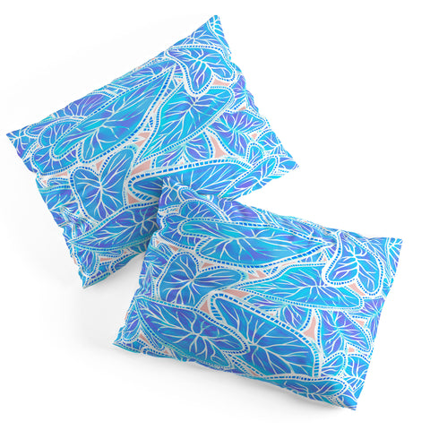 Sewzinski Caladium Leaves in Blue Pillow Shams
