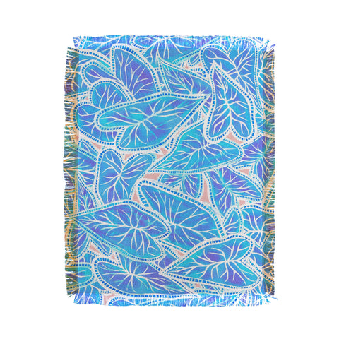 Sewzinski Caladium Leaves in Blue Throw Blanket