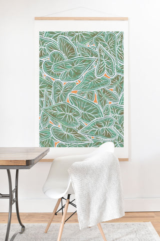 Sewzinski Caladium Leaves in Green Art Print And Hanger