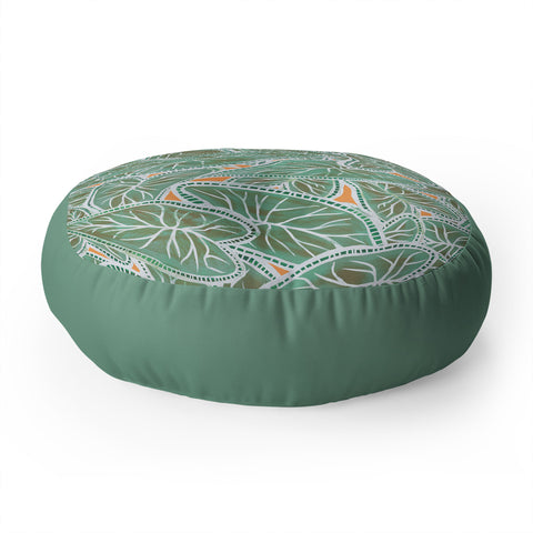 Sewzinski Caladium Leaves in Green Floor Pillow Round
