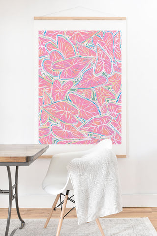 Sewzinski Caladium Leaves in Pink Art Print And Hanger