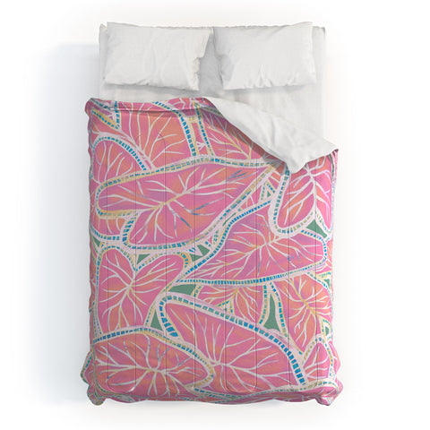 Sewzinski Caladium Leaves in Pink Comforter