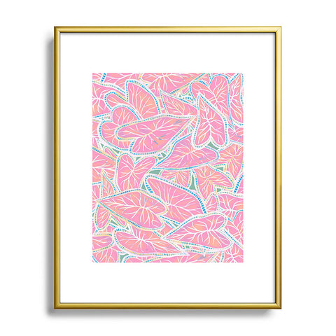 Sewzinski Caladium Leaves in Pink Metal Framed Art Print