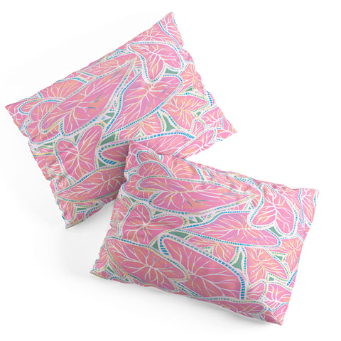 Sewzinski Caladium Leaves in Pink Pillow Shams