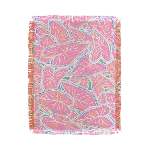 Sewzinski Caladium Leaves in Pink Throw Blanket