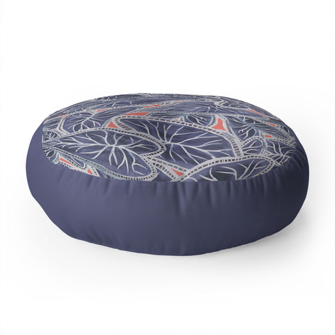 Sewzinski Caladium Leaves in Purple Floor Pillow Round