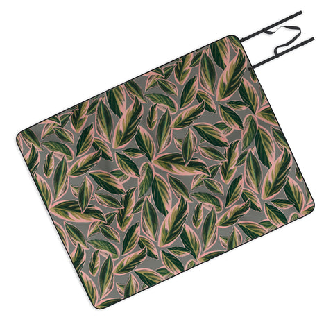 Sewzinski Calathea Triostar Leaves Picnic Blanket