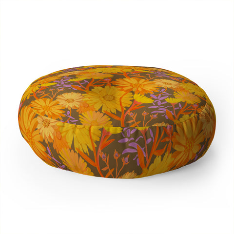 Sewzinski Calendula Floral Pattern Floor Pillow Round