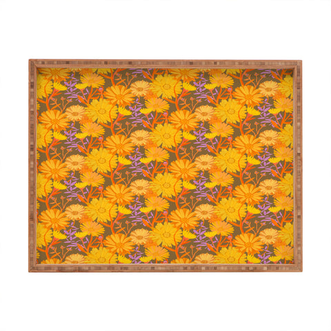 Sewzinski Calendula Floral Pattern Rectangular Tray