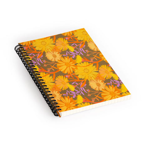 Sewzinski Calendula Floral Pattern Spiral Notebook