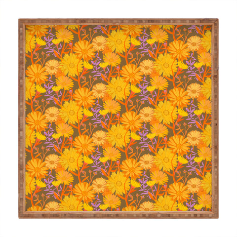 Sewzinski Calendula Floral Pattern Square Tray