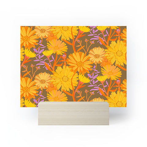 Sewzinski Calendula Floral Pattern Mini Art Print