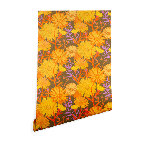 Sewzinski Calendula Floral Pattern Wallpaper
