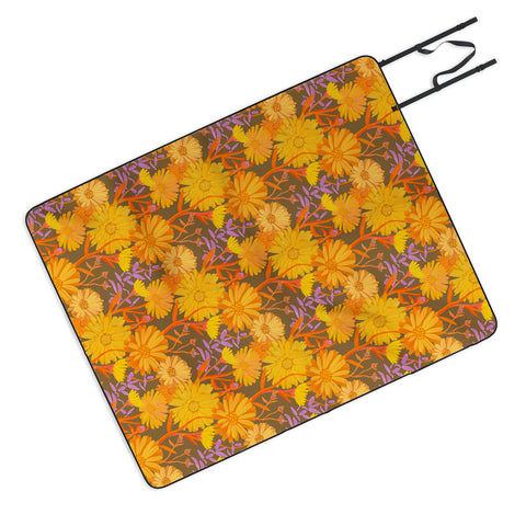 Sewzinski Calendula Floral Pattern Picnic Blanket