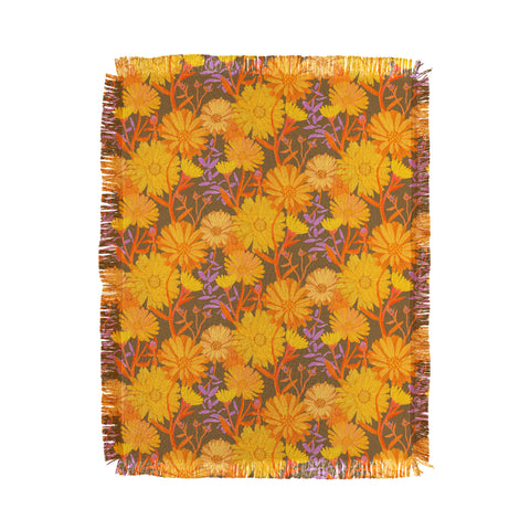 Sewzinski Calendula Floral Pattern Throw Blanket