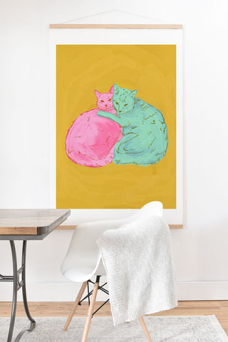 Sewzinski Cat Cuddles Art Print And Hanger