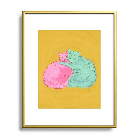 Sewzinski Cat Cuddles Metal Framed Art Print