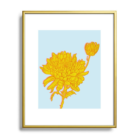 Sewzinski Chrysanthemum in Yellow Metal Framed Art Print