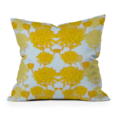 Sewzinski Chrysanthemum in Yellow Outdoor Throw Pillow